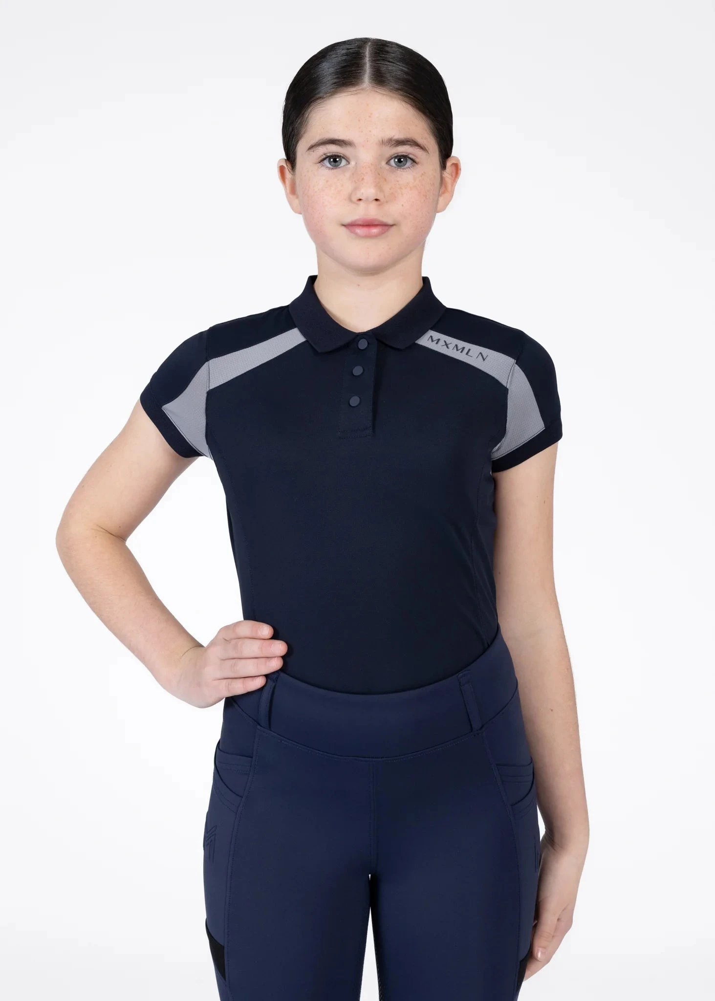Maximilian Young Rider Aveen Polo Shirt Navy/Grey 1 Maximilian Young Rider Aveen Polo Shirt Navy/Grey