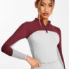 Aztec Diamond Colour Block Long Sleeve Base Layer Burgundy/Grey