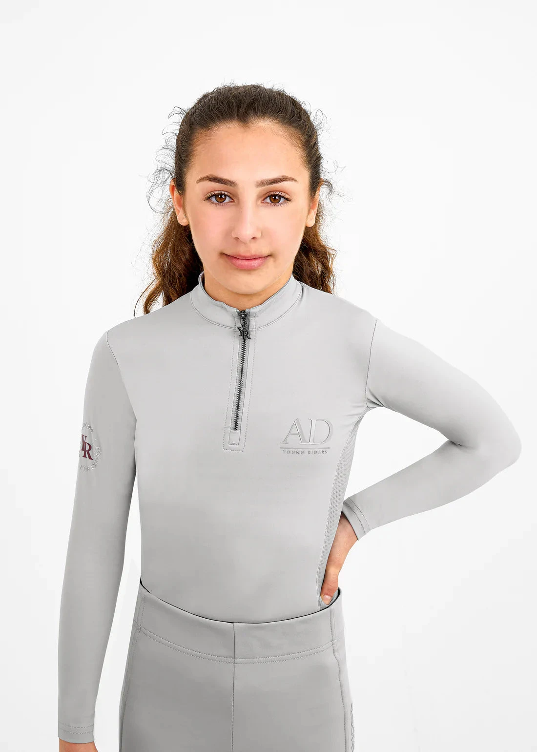 Aztec Diamond Young Rider Long Sleeve Base Layer Grey 2 Aztec Diamond Young Rider Long Sleeve Base Layer Grey - Image 2