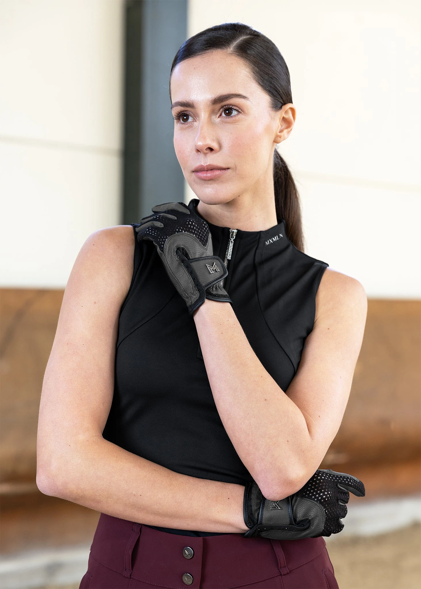 Maximilian Ava Riding Gloves Grey/Black 5 Maximilian Ava Riding Gloves Grey/Black - Image 5