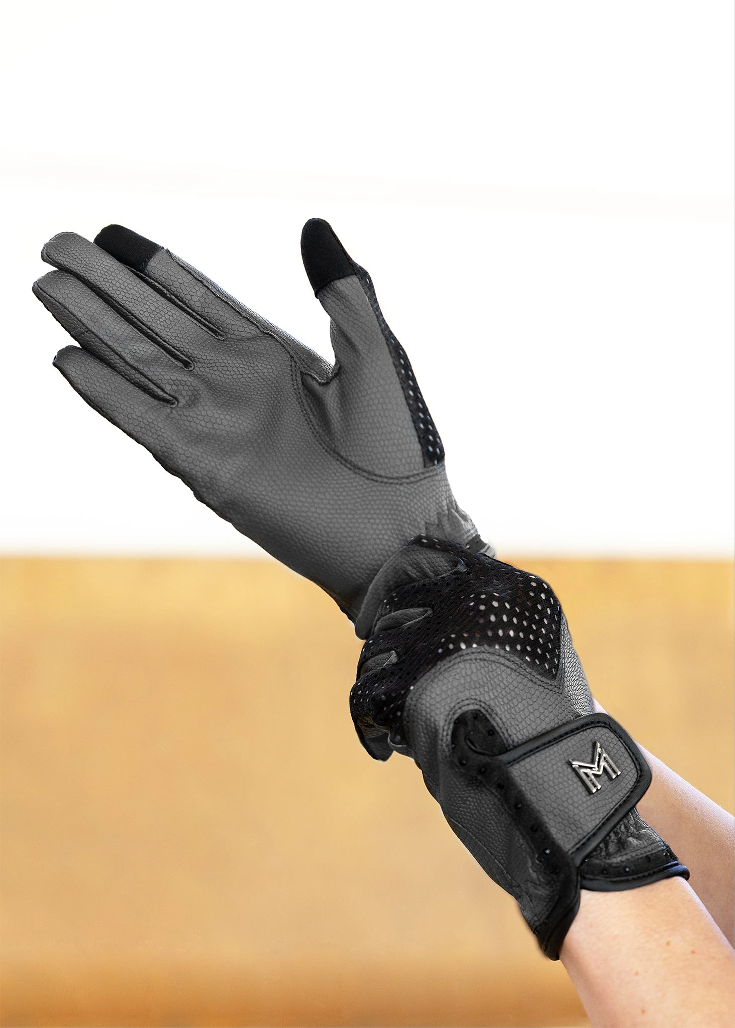 Maximilian Ava Riding Gloves Grey/Black 4 Maximilian Ava Riding Gloves Grey/Black - Image 4
