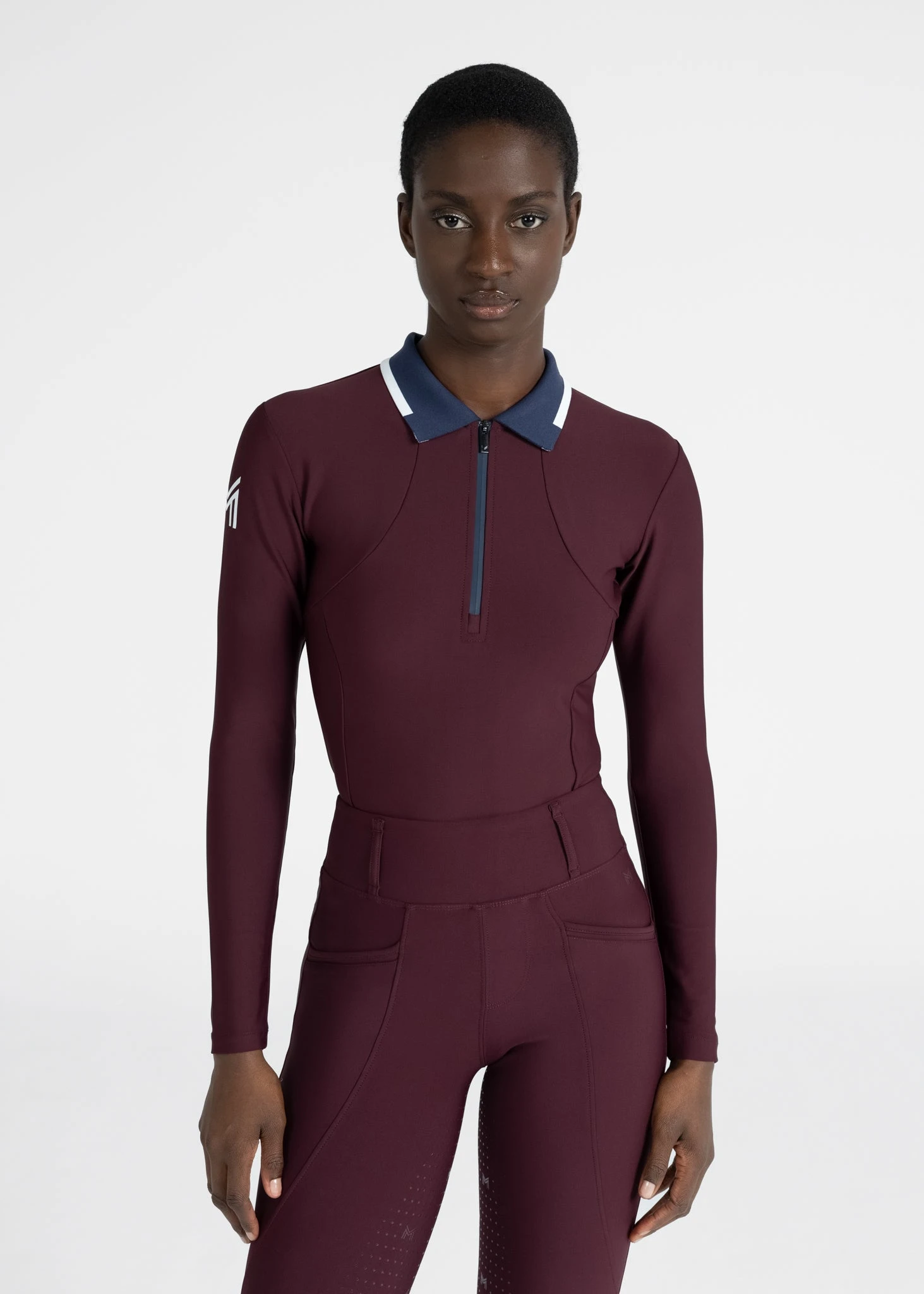 Maximilian Concept Long Sleeve Polo Shirt Burgundy 1 Maximilian Concept Long Sleeve Polo Shirt Burgundy