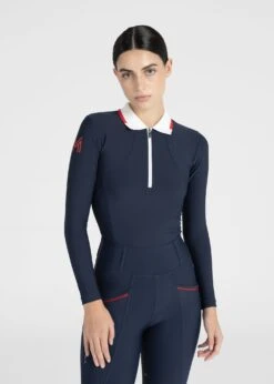 Maximilian Concept Long Sleeve Polo Shirt Navy
