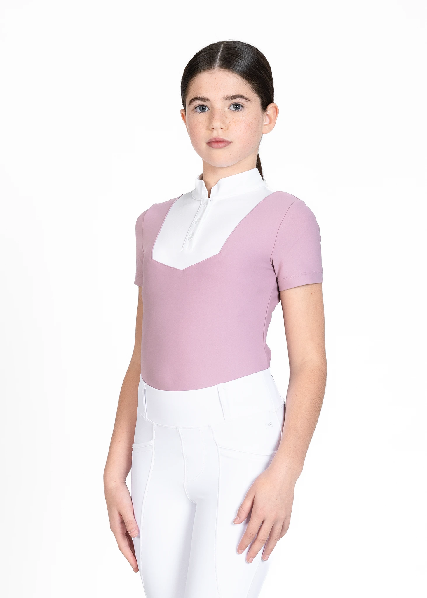 Maximilian Young Rider Sienna Short Sleeve Show Shirt Mauve 1 Maximilian Young Rider Sienna Short Sleeve Show Shirt Mauve