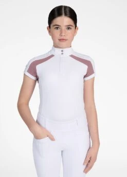 Maximilian Young Rider Aveen Short Sleeve Show Shirt White/Mauve