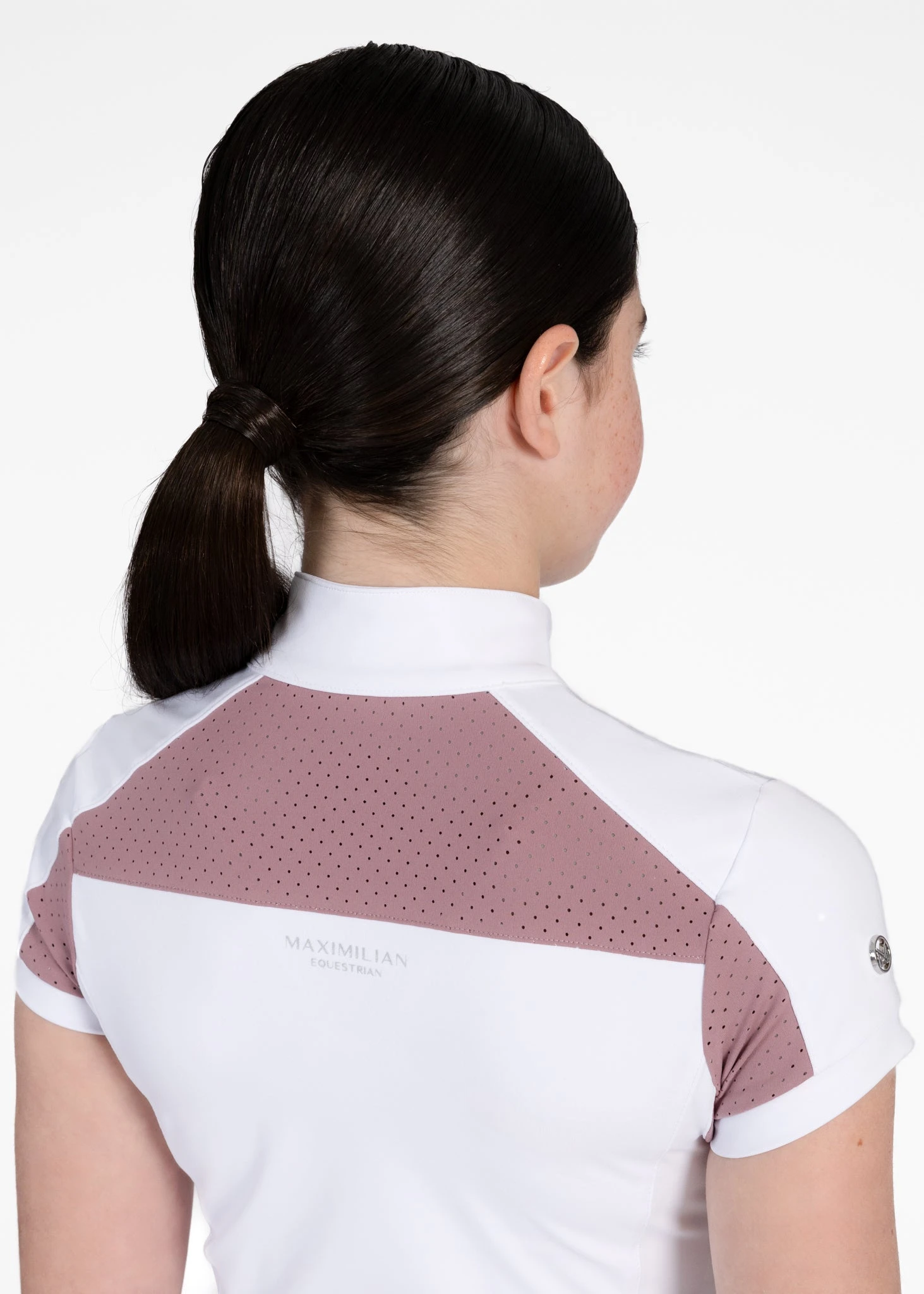 Maximilian Young Rider Aveen Short Sleeve Show Shirt White/Mauve 4 Maximilian Young Rider Aveen Short Sleeve Show Shirt White/Mauve - Image 4