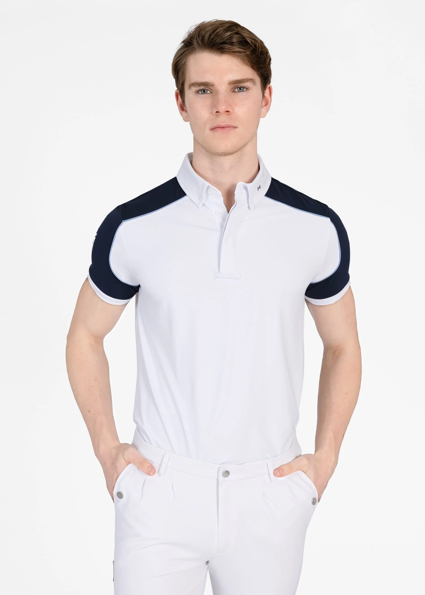 Maximilian Pivot Short Sleeve Competition Shirt White/Navy 1 Maximilian Pivot Short Sleeve Competition Shirt White/Navy