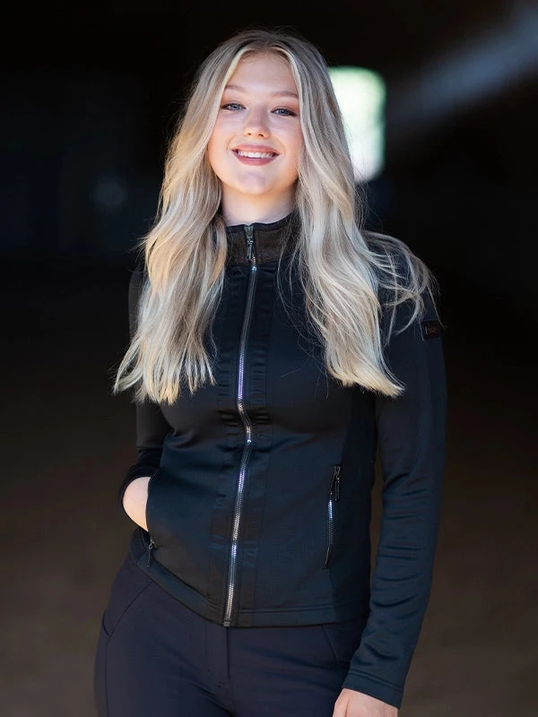 Equestrian Stockholm Fleece Jacket All Black Glimmer 4 Equestrian Stockholm Fleece Jacket All Black Glimmer - Image 4