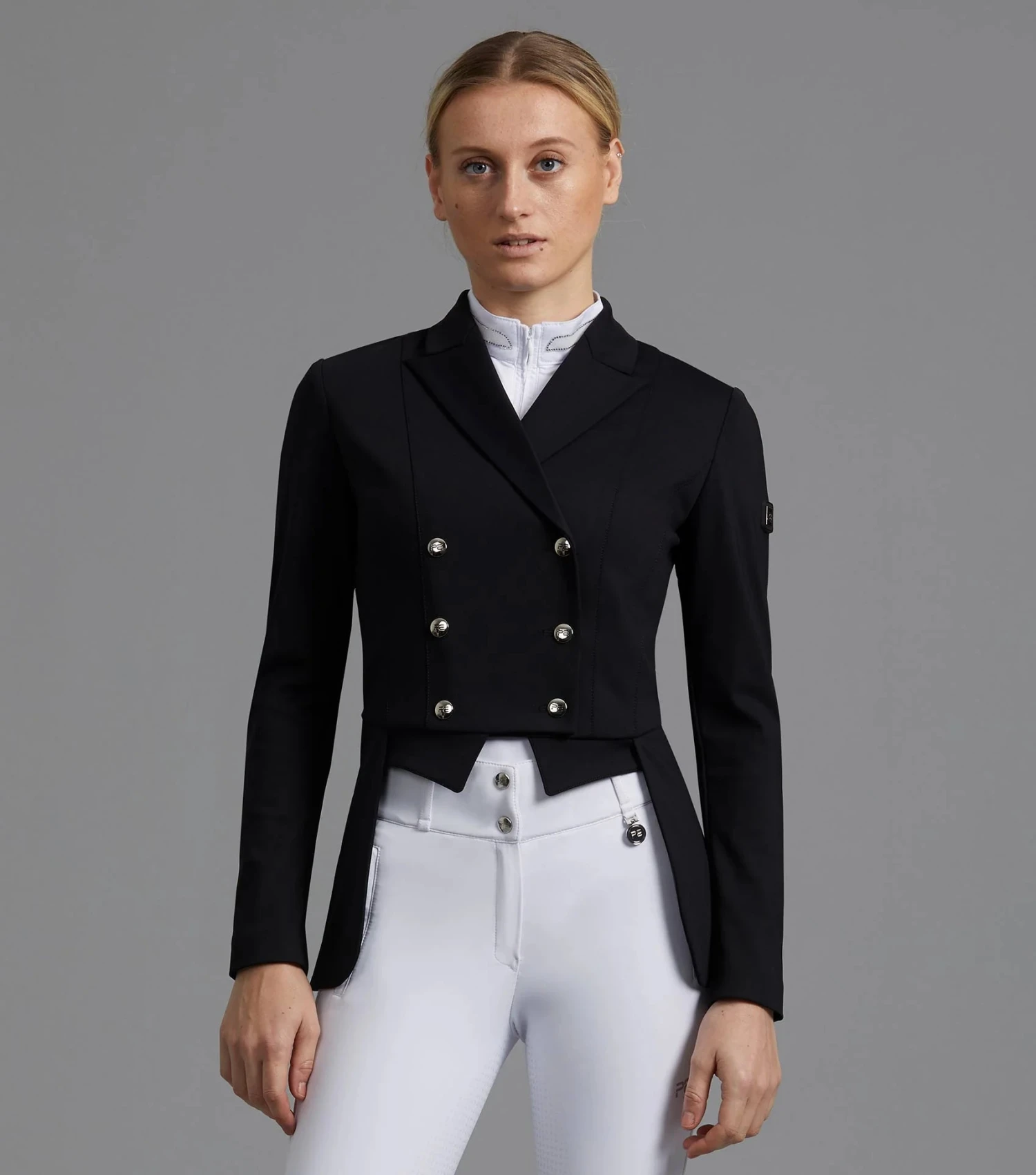 Premier Equine Capriole Ladies Short Tail Dressage Jacket Black 1 Premier Equine Capriole Ladies Short Tail Dressage Jacket Black