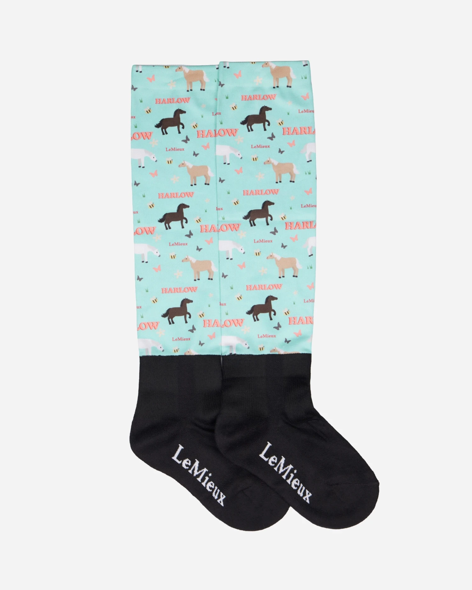 LeMieux Harlow Pony Print Footsie Socks Blue Topaz 1 LeMieux Harlow Pony Print Footsie Socks Blue Topaz