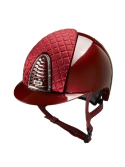 KEP Cromo 2.0 Helmet Metal Bordeaux - Satin Milano Cross Front Panel With Silver Night Swarovski Crystals - Swarovski Frame