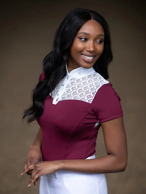 Equestrian Stockholm Crystal Champion Top White Bordeaux 2 Equestrian Stockholm Crystal Champion Top White Bordeaux - Image 2